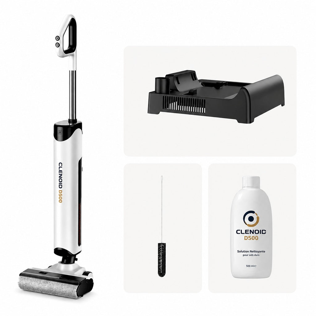 Aspirateur Laveur Sans Fil Puissant Léger Nettoyage à Plat 180° Autonettoyant  Séchage De Brosse  à Air Chaud- CLENOID D500