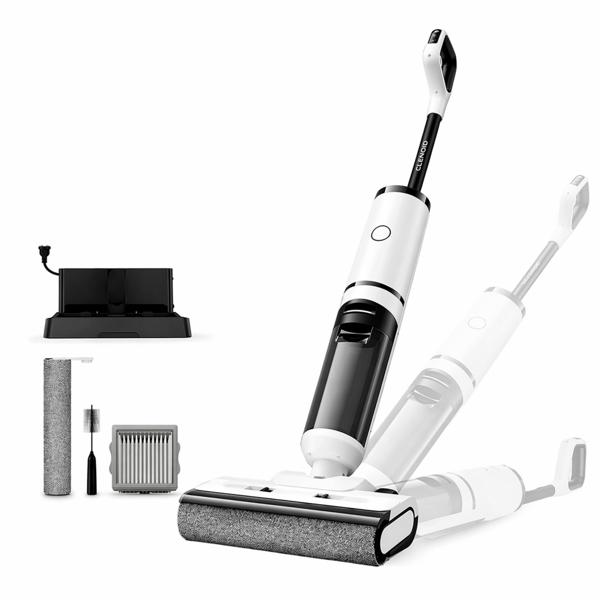 Aspirateur Laveur Sans Fil Puissant Léger Autopropulsé Séchage De Brosse  à Air Chaud Autonettoyant Ecran Led Alertes Vocal - CLENOID H15 FLOW