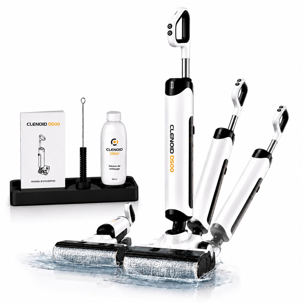 Aspirateur Laveur Sans Fil Puissant Léger Nettoyage 180° Autonettoyant  Séchage De Brosse  à Air Chaud- CLENOID D500