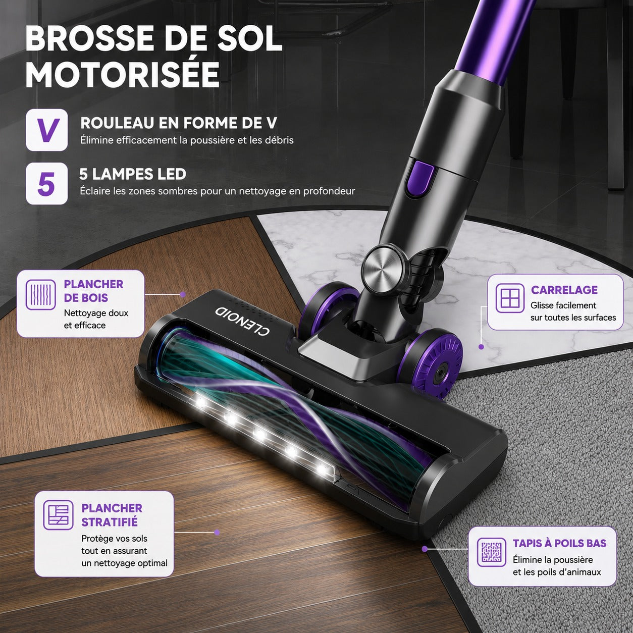 Aspirateur Balai Sans Fil, Pliable, Grande Autonomie – CLENOID FLEX X9 PRO