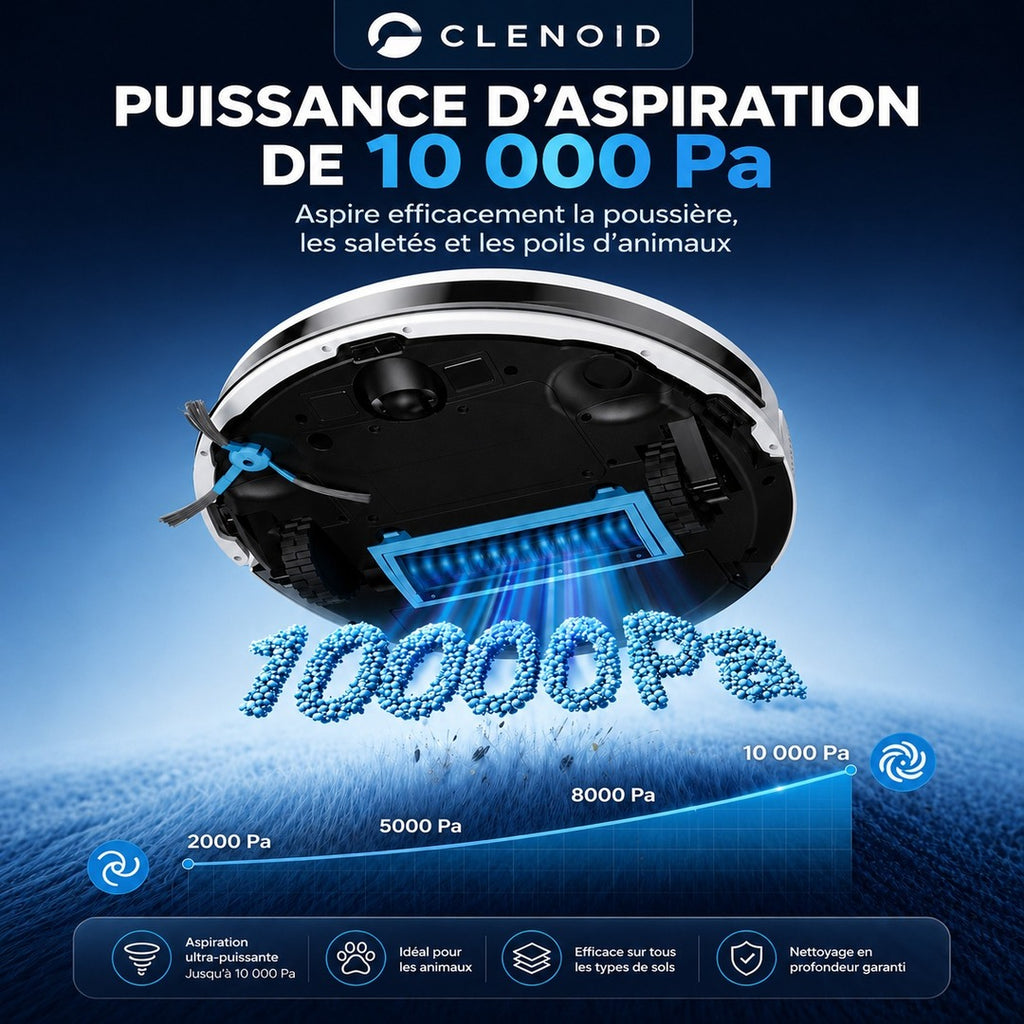 Robot Aspirateur Laveur Compact Efficace Puissante Accessible – CLENOID X2