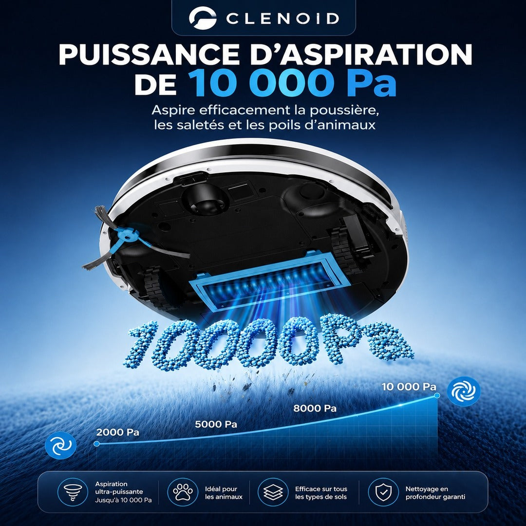 Robot Aspirateur Laveur Compact Efficace Puissante Accessible – CLENOID X2