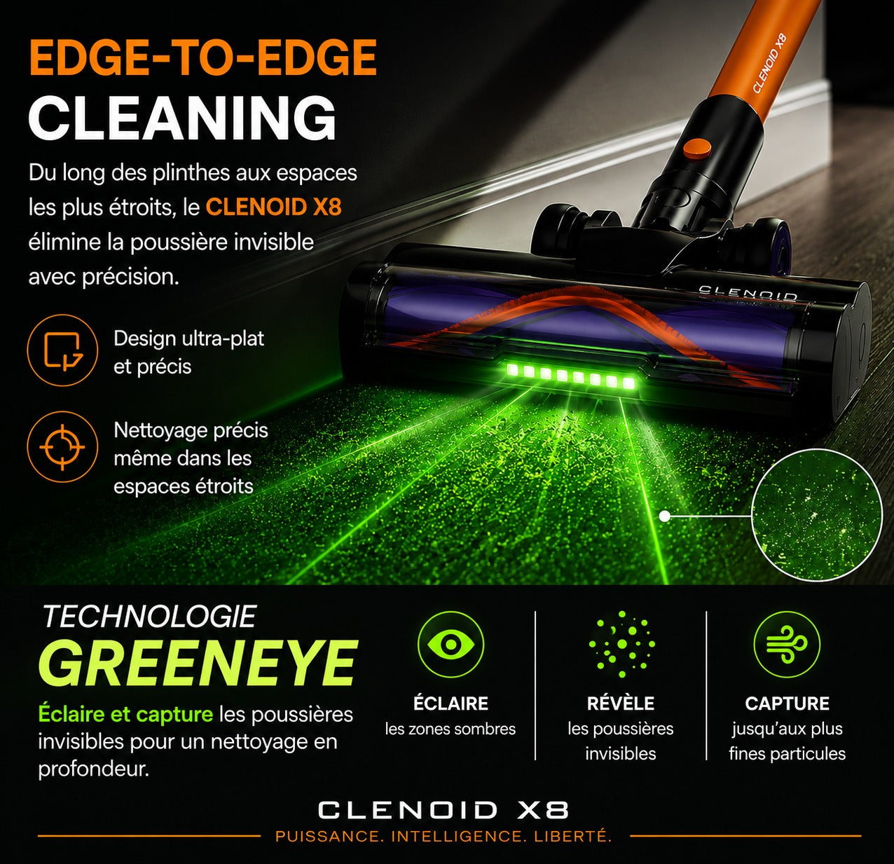 Aspirateur Balai Sans Fil Puissant Extensible Grande Autonomie Écran LED – CLENOID X8