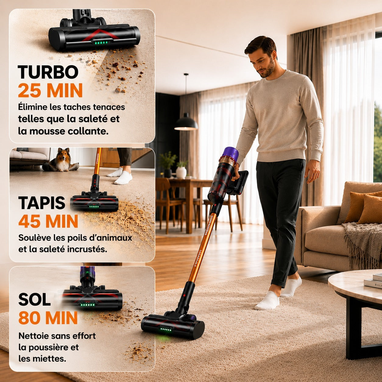 Aspirateur Balai Sans Fil Puissant Extensible Grande Autonomie Écran LED – CLENOID X8