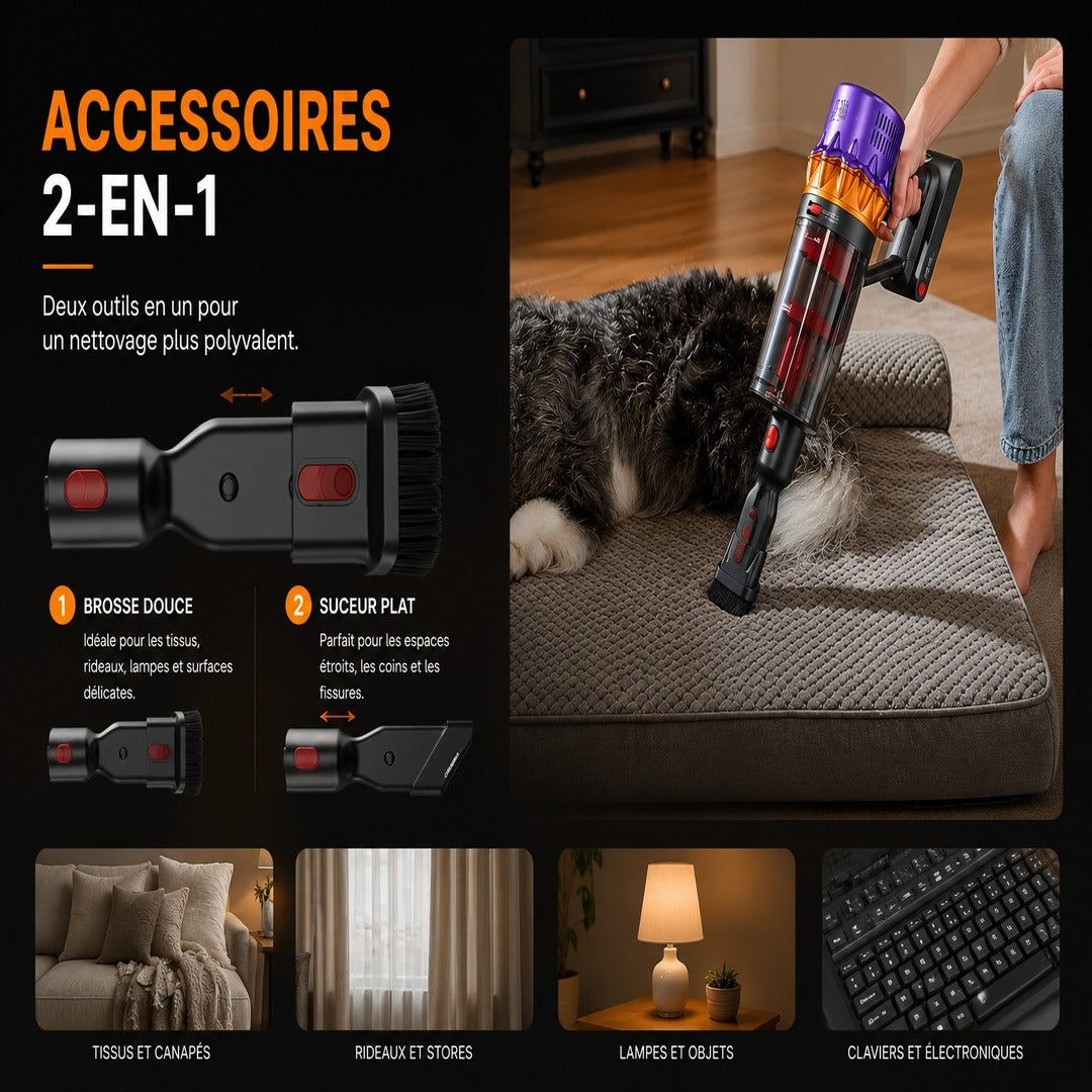 Aspirateur Balai Sans Fil Puissant Extensible Grande Autonomie Écran LED – CLENOID X8