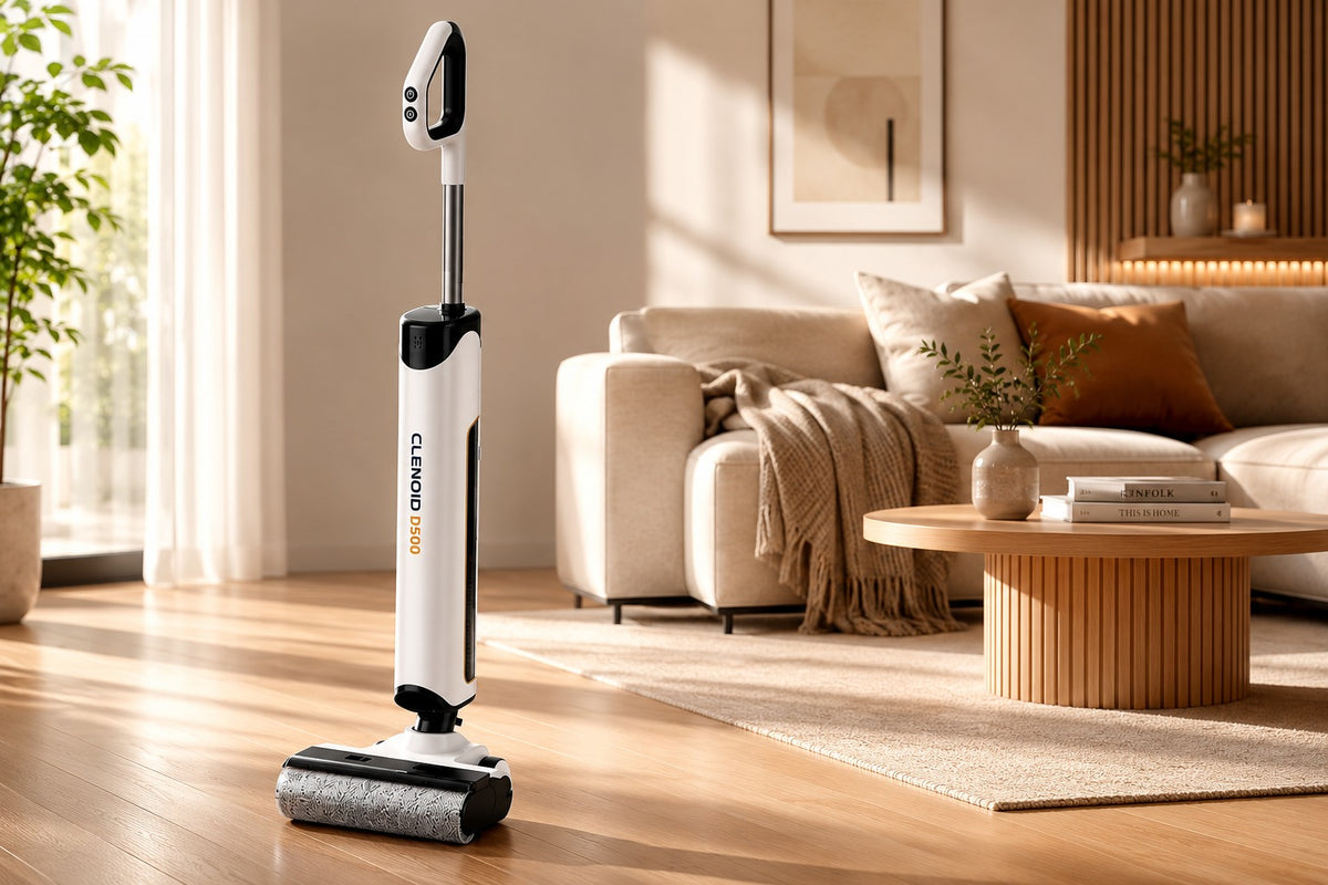 Aspirateur Laveur Sans Fil Puissant Léger Nettoyage à Plat 180° Autonettoyant  Séchage De Brosse  à Air Chaud- CLENOID D500