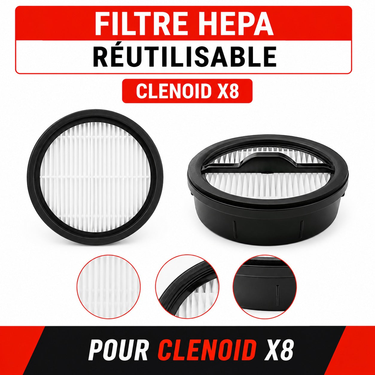 Filtre HEPA Réutilisable CLENOID X8